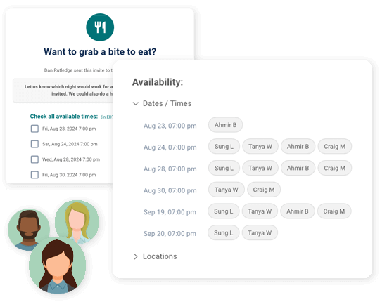Group availability meeting scheduling or polls